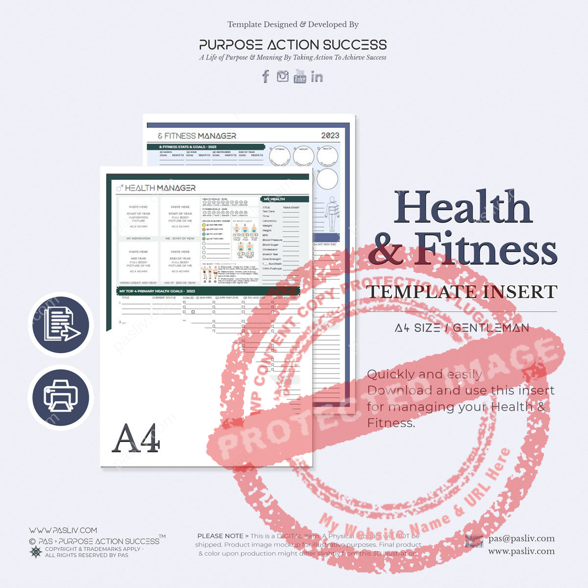 A4 PAS Health & Fitness Template for GENTS - Copyright & Trademarks By PAS > Purpose Action Success - All Rights Reserved