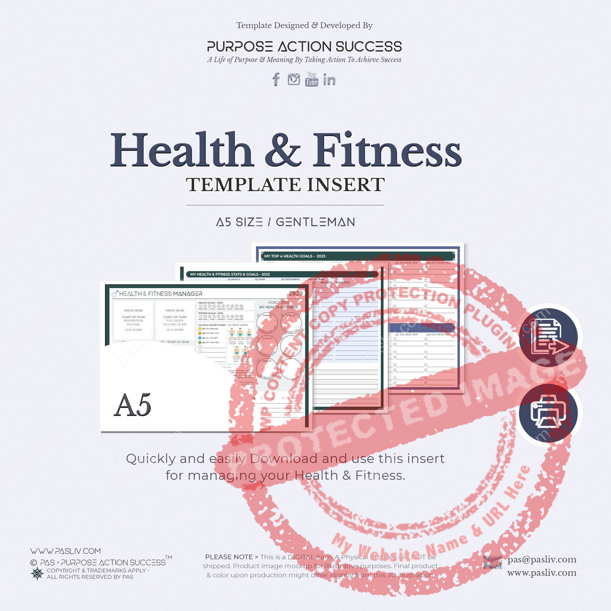 A5 PAS Health & Fitness Template for GENTS - Copyright & Trademarks By PAS > Purpose Action Success - All Rights Reserved