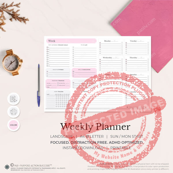 Weekly Planner Notepad Printable | A4 & Letter Weekly Planner | To Do List | Instand Download | Easy to Use Weekly Planner | Landscape