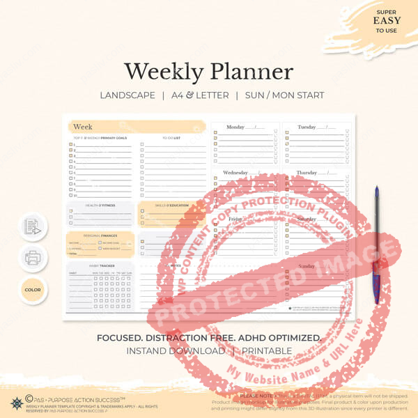 Weekly Planner Notepad Printable | Undated Daily Planner | Weekly To Do List | Desk Planner Instant Download | A4 US Letter | Mon/Sun Start